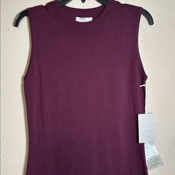 Nordstrom Chelsea28 Sleeveless Midi Sweater Dress women’s Large Burgundy $119 - Picture 6 of 13